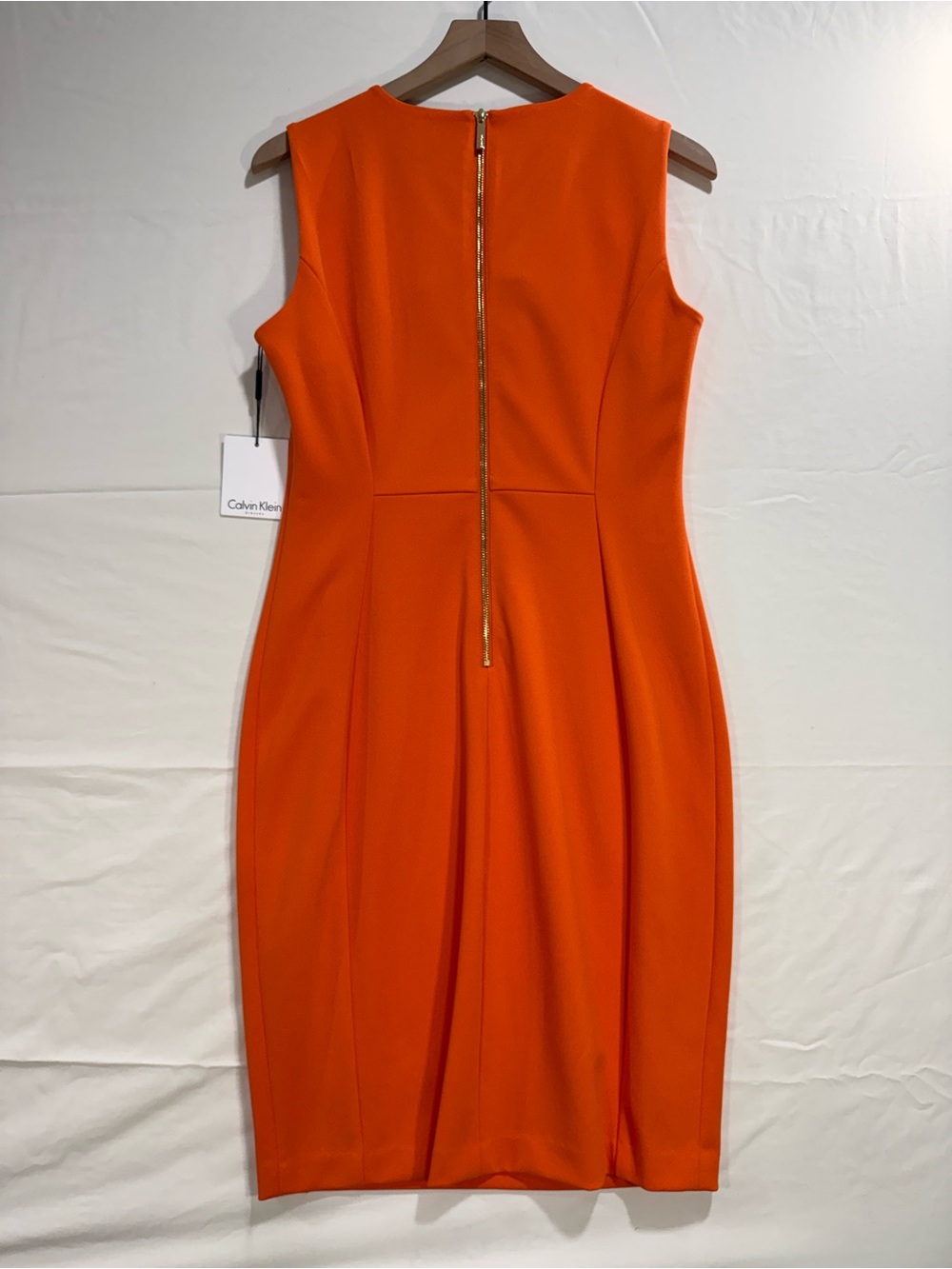 Calvin Klein Bright Orange Sleeveless Sheath Dress - Picture 5 of 6